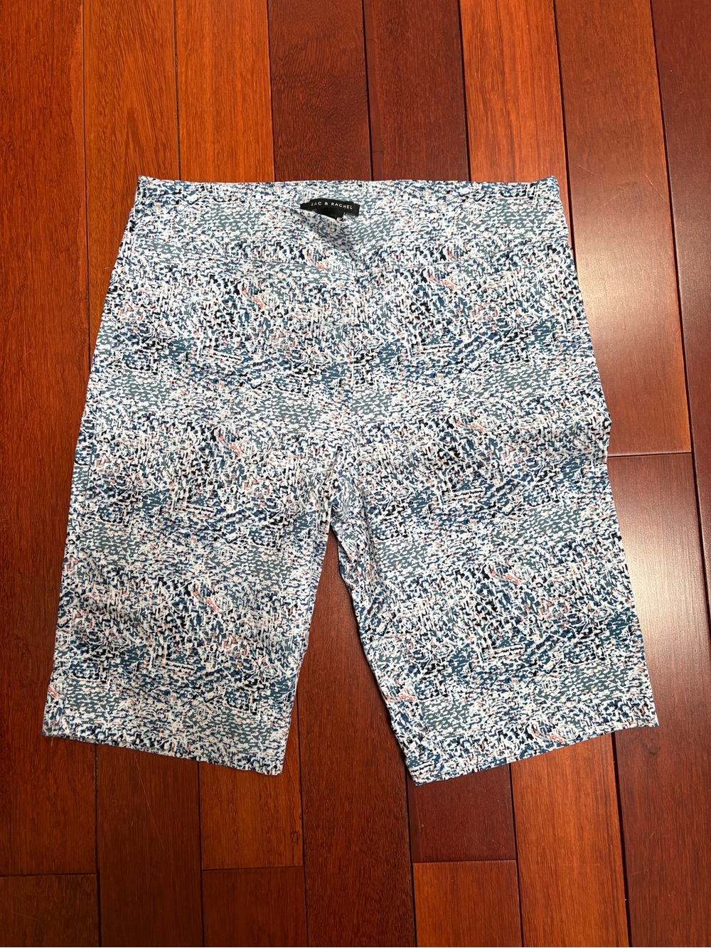 Zac & Rachel Women's Printed Athletic Shorts - Blue & White with Pink Accents